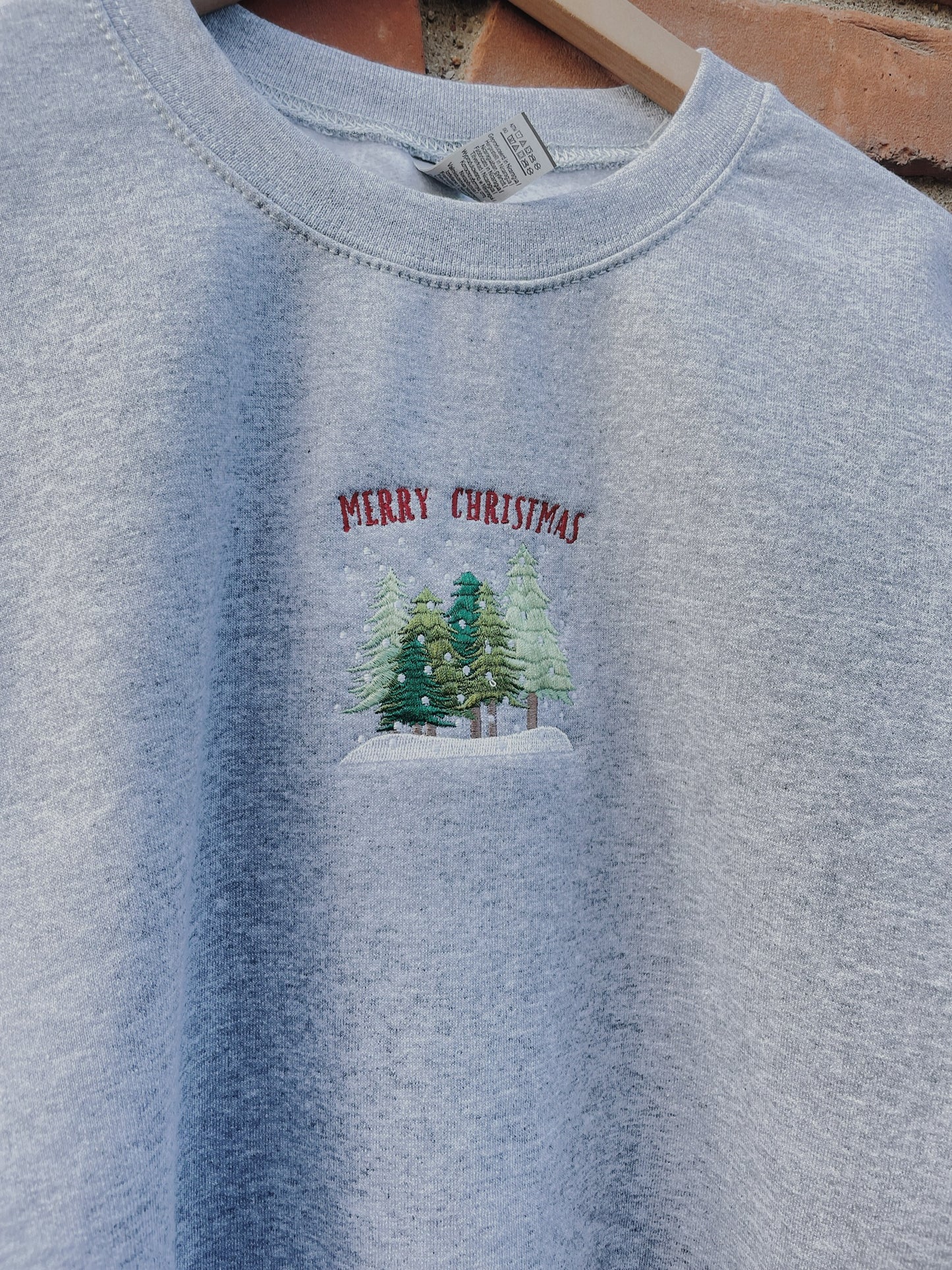 Merry Christmas Trees Embroidered Sweatshirt