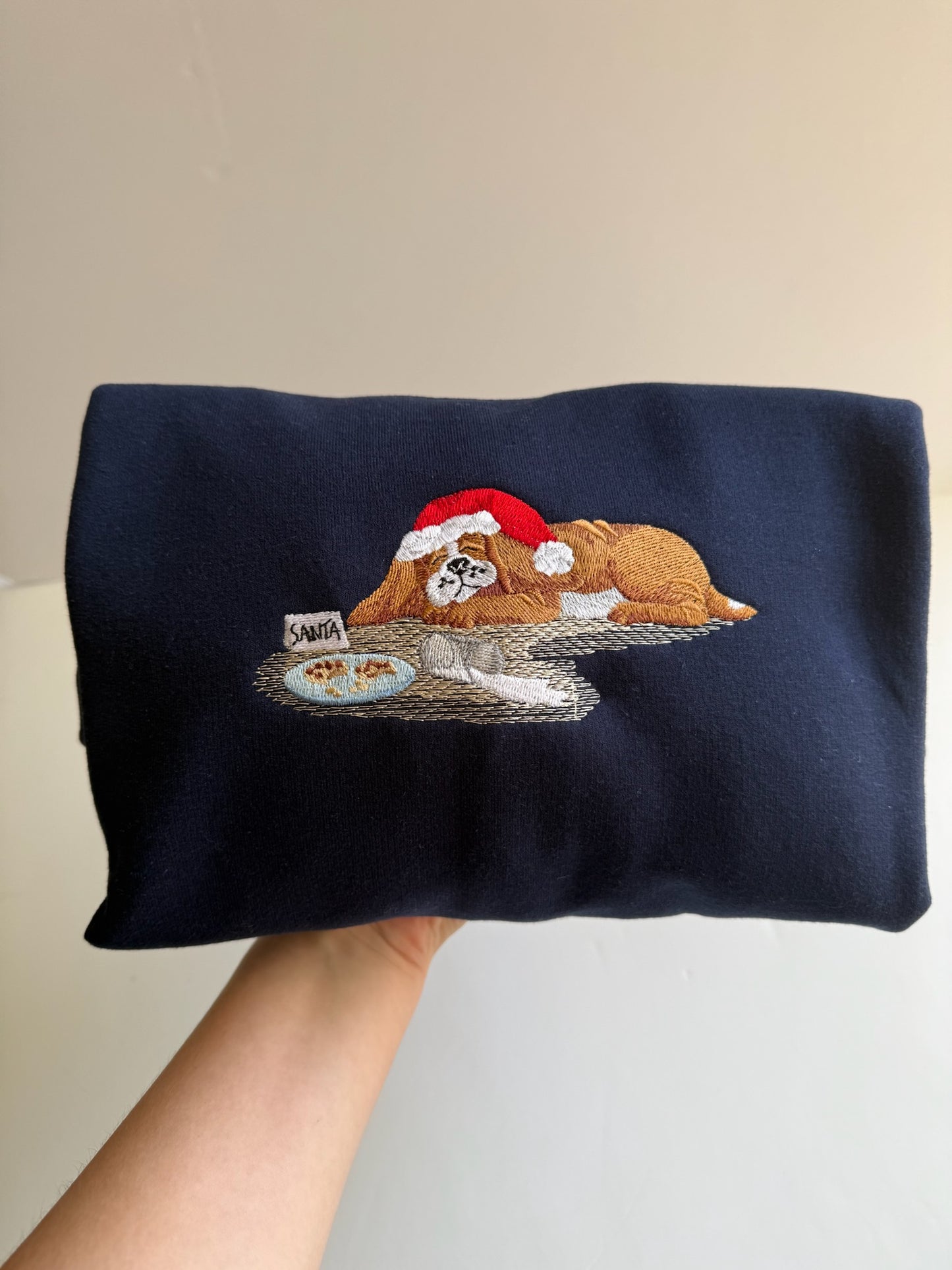 Santa Puppy Embroidered Sweatshirt