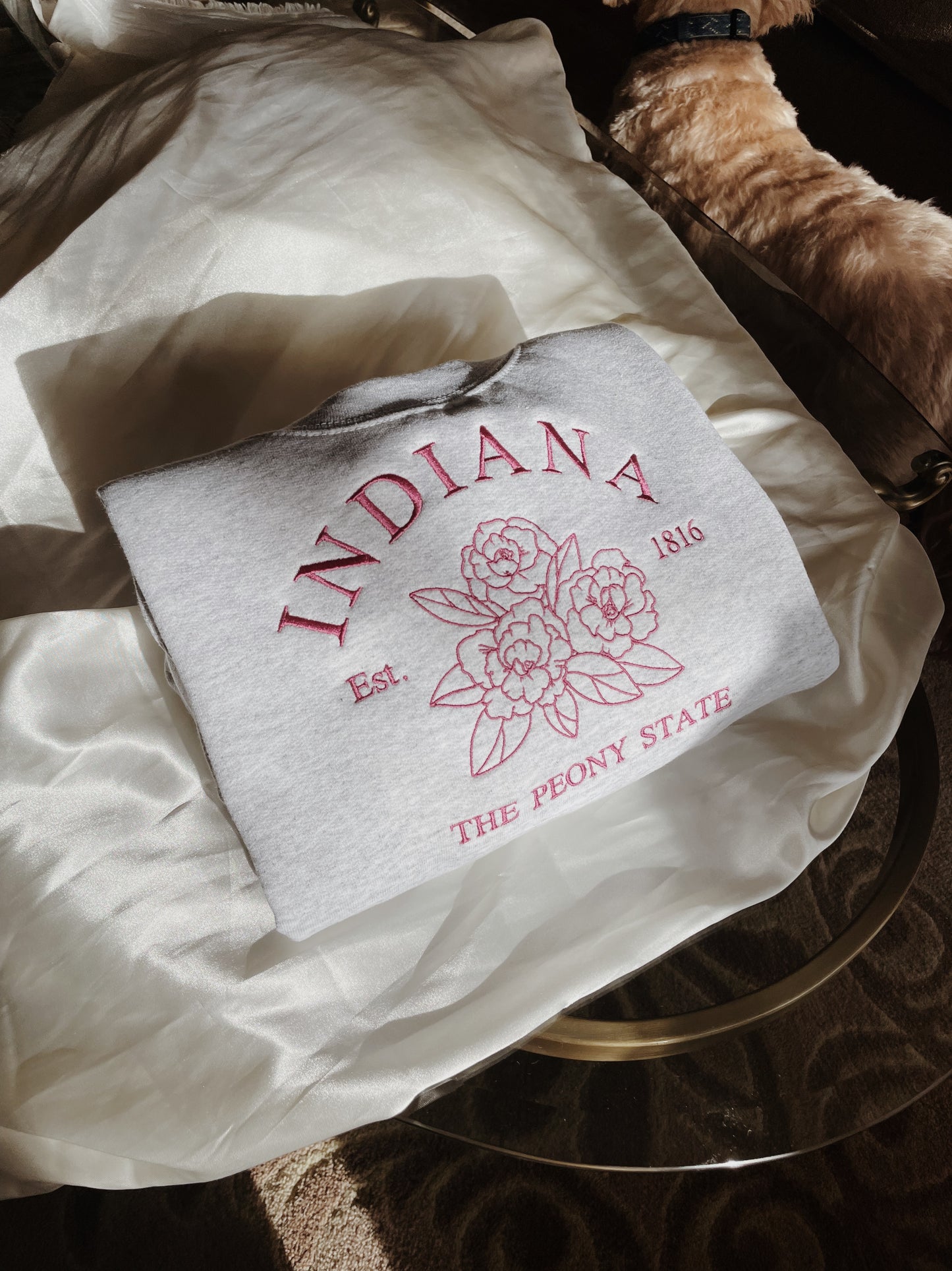 Indiana Peony State Embroidered Sweatshirt