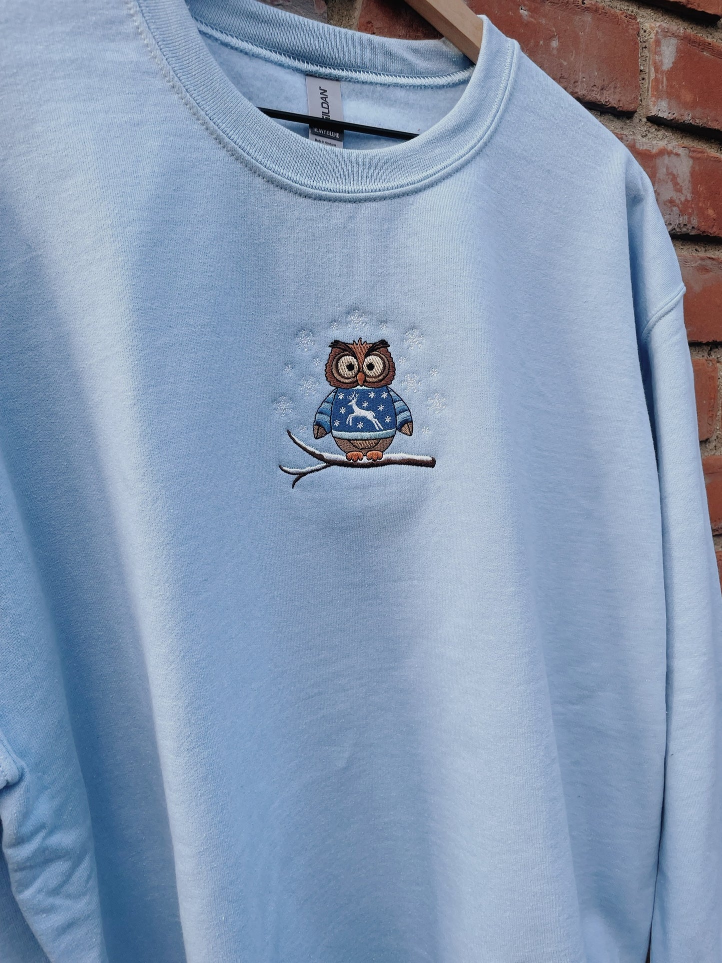 Winter Owl Embroidered Sweatshirt