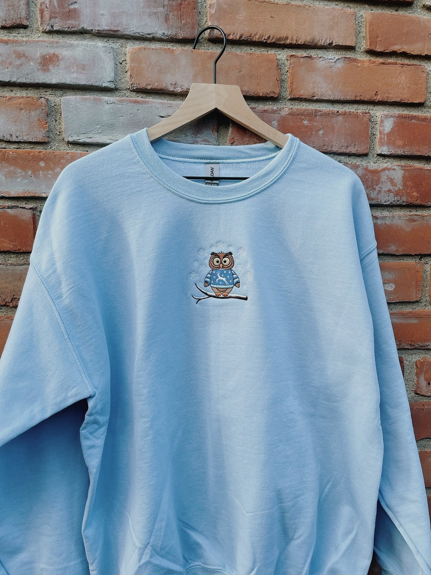 Winter Owl Embroidered Sweatshirt
