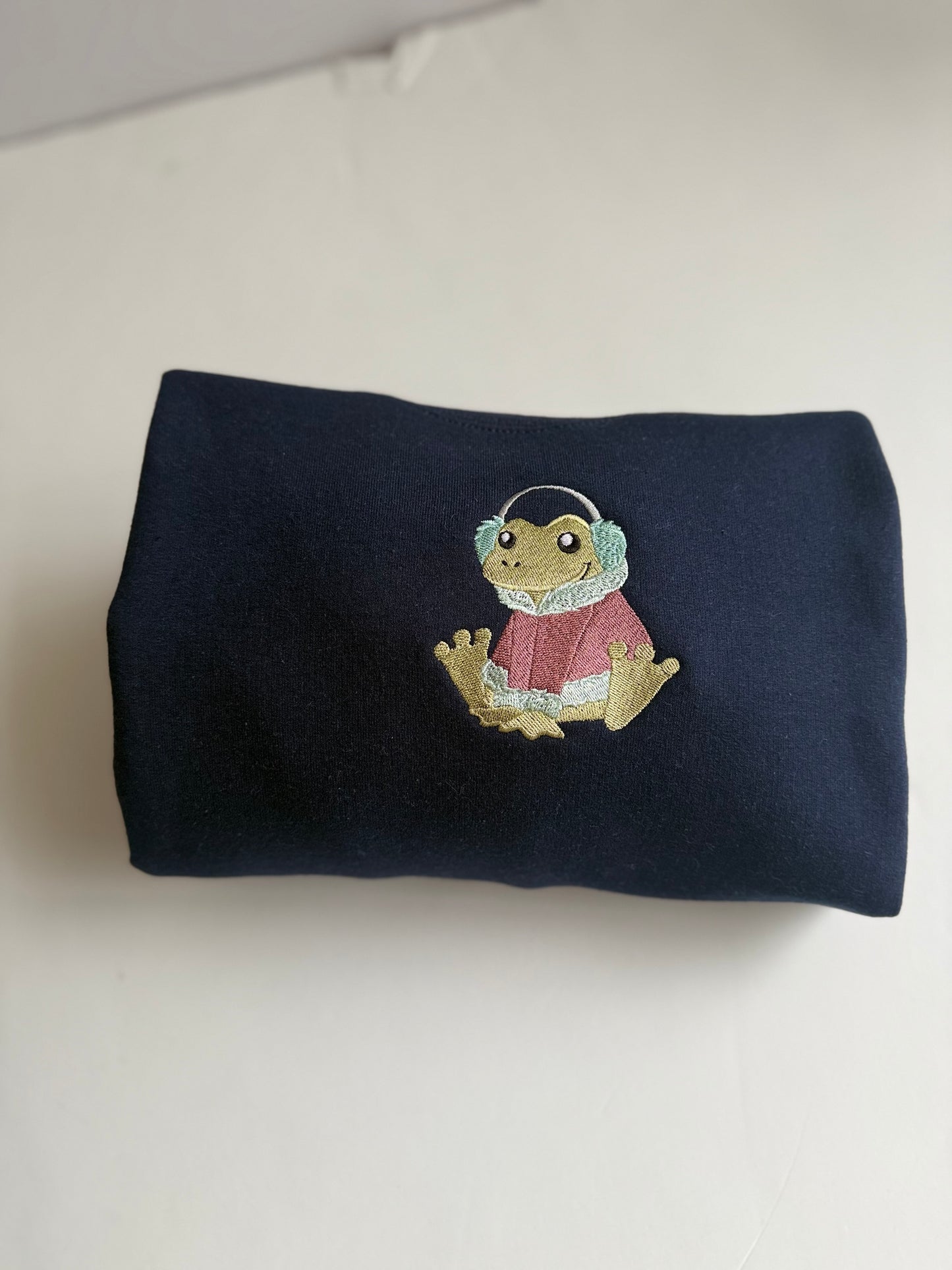 Winter Frog Embroidered Sweatshirt
