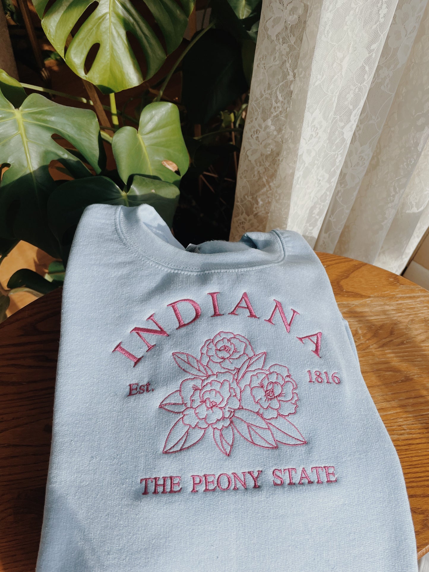 Indiana Peony State Embroidered Sweatshirt