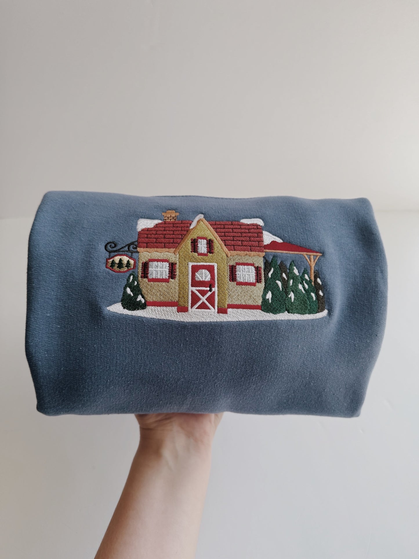 Christmas Village Shops Embroidered Sweatshirt