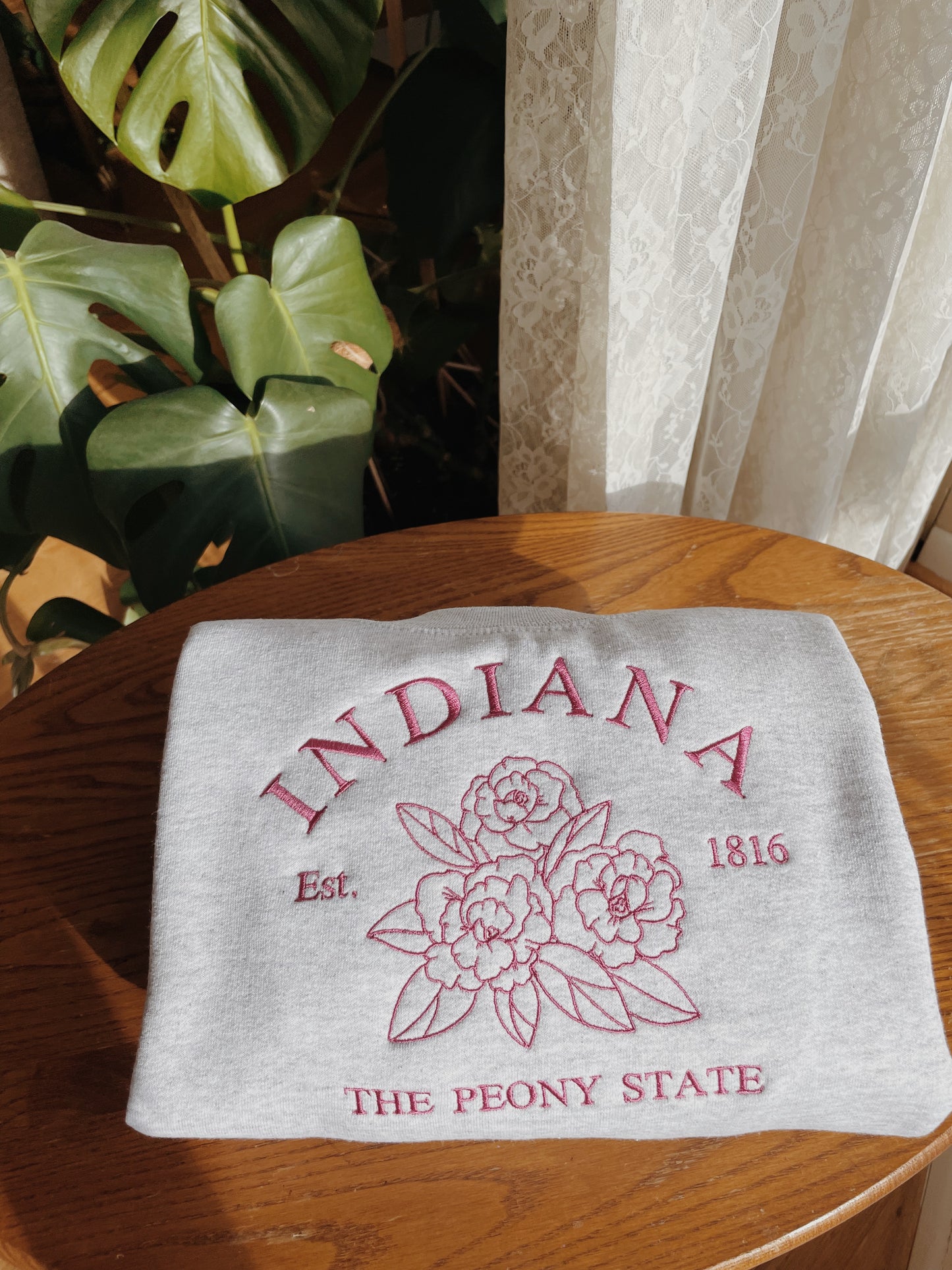 Indiana Peony State Embroidered Sweatshirt