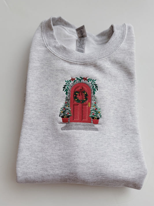 Christmas Front Door Embroidered Sweatshirt