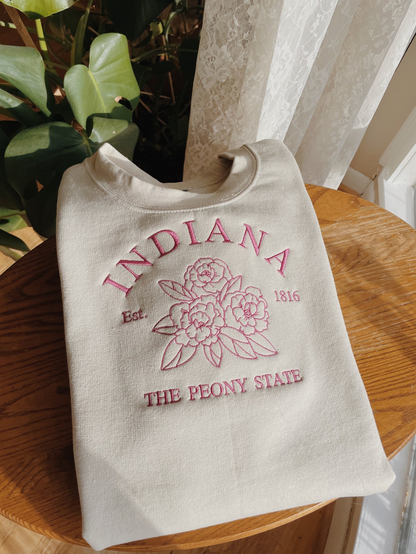 Indiana Peony State Embroidered Sweatshirt