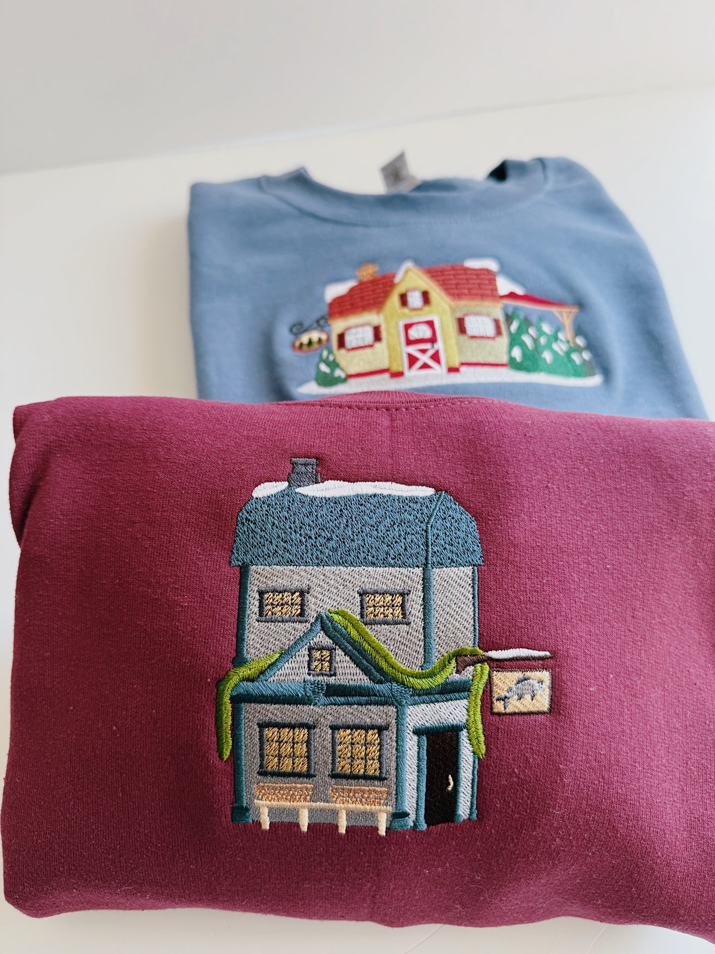 Christmas Village Shops Embroidered Sweatshirt