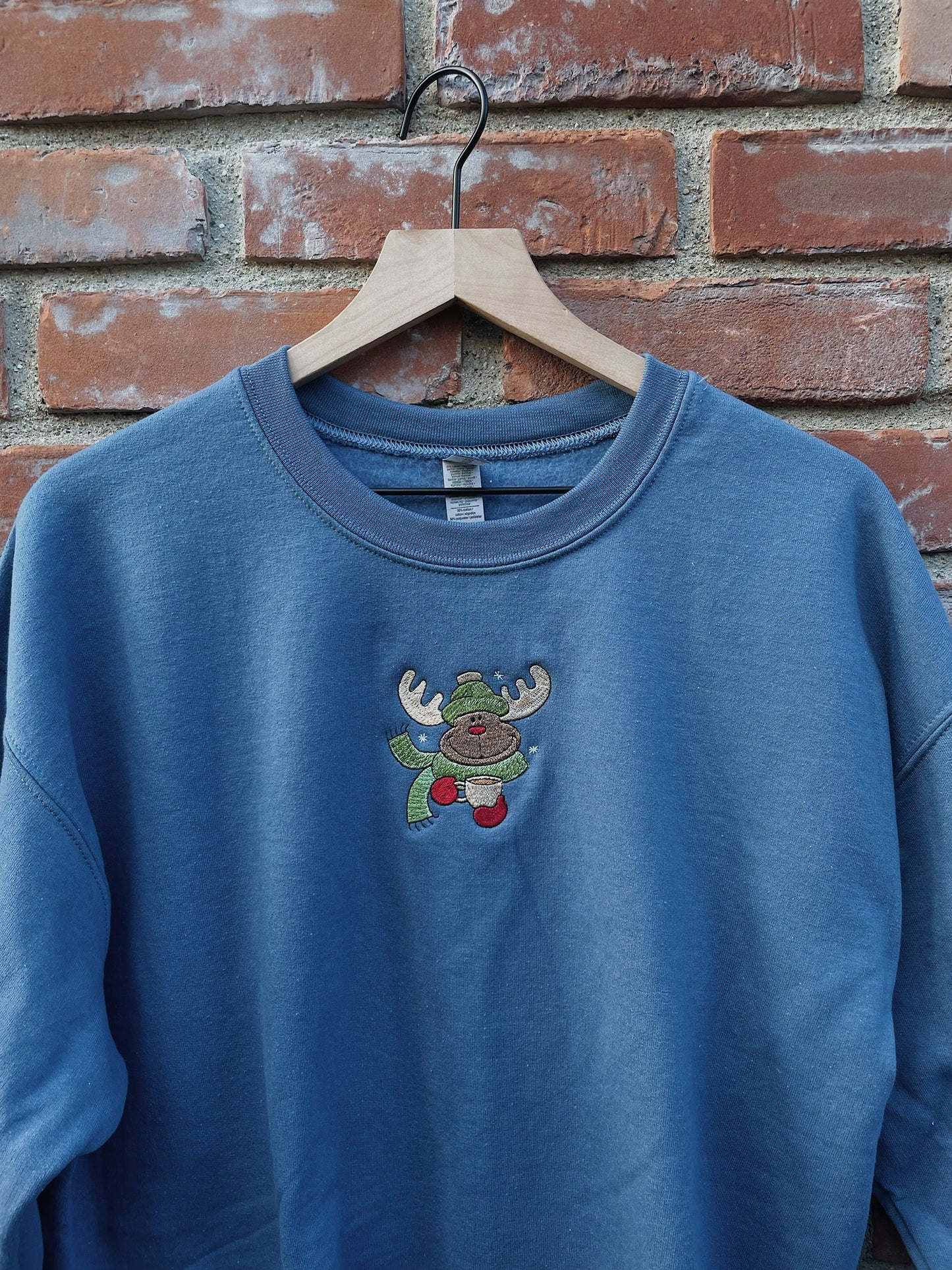 Winter Moose Embroidered Sweatshirt