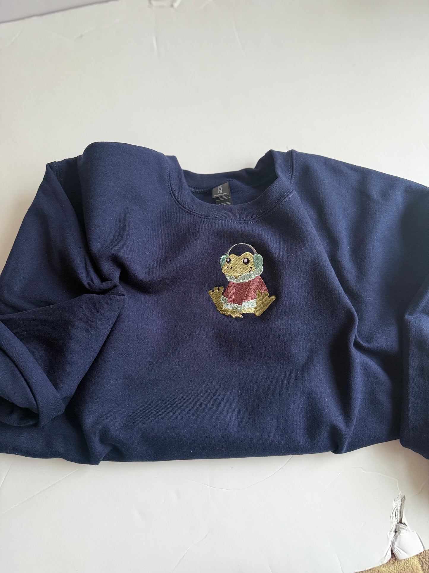 Winter Frog Embroidered Sweatshirt