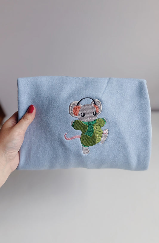 Winter Mouse Embroidered Sweatshirt