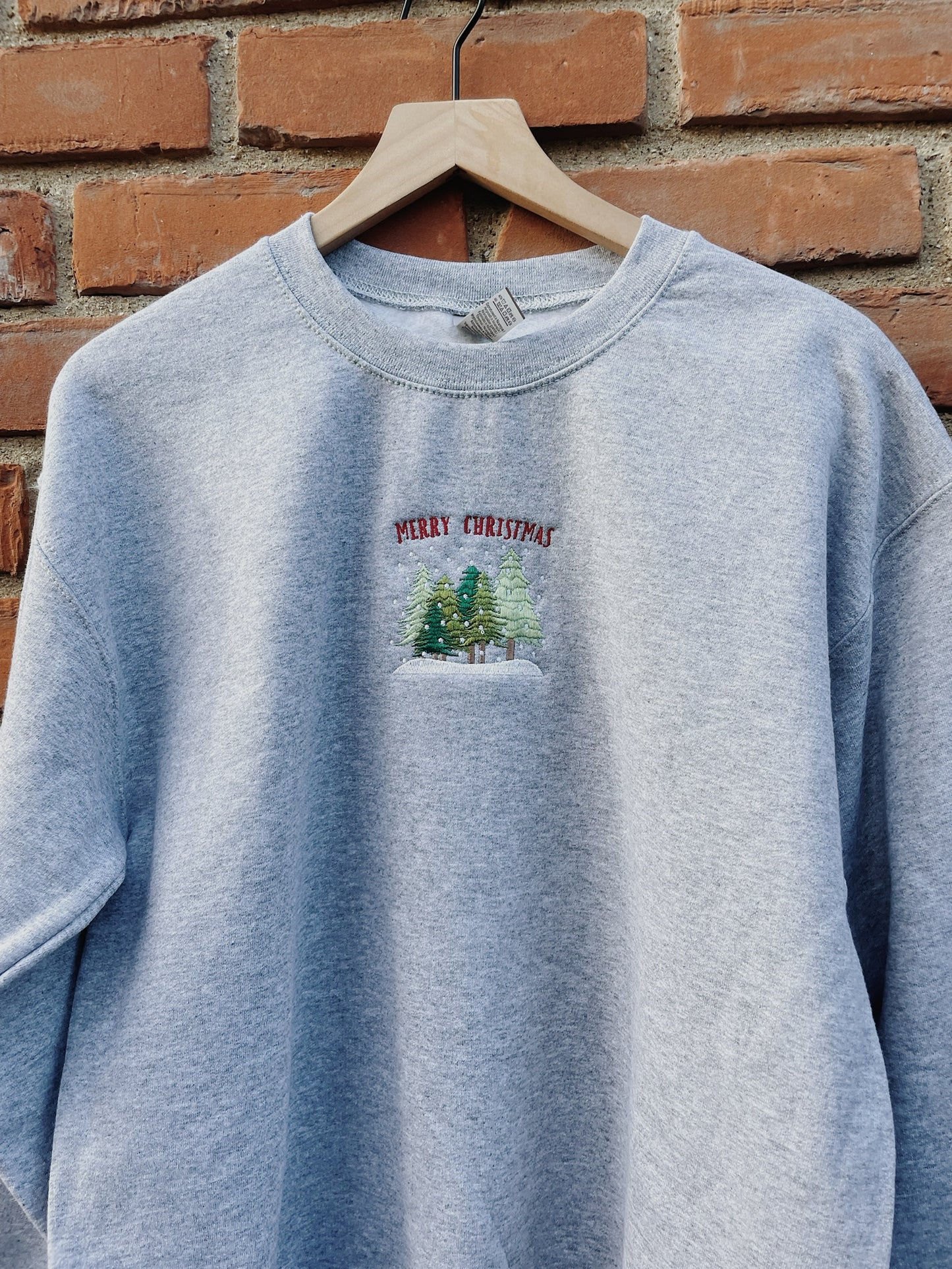 Merry Christmas Trees Embroidered Sweatshirt