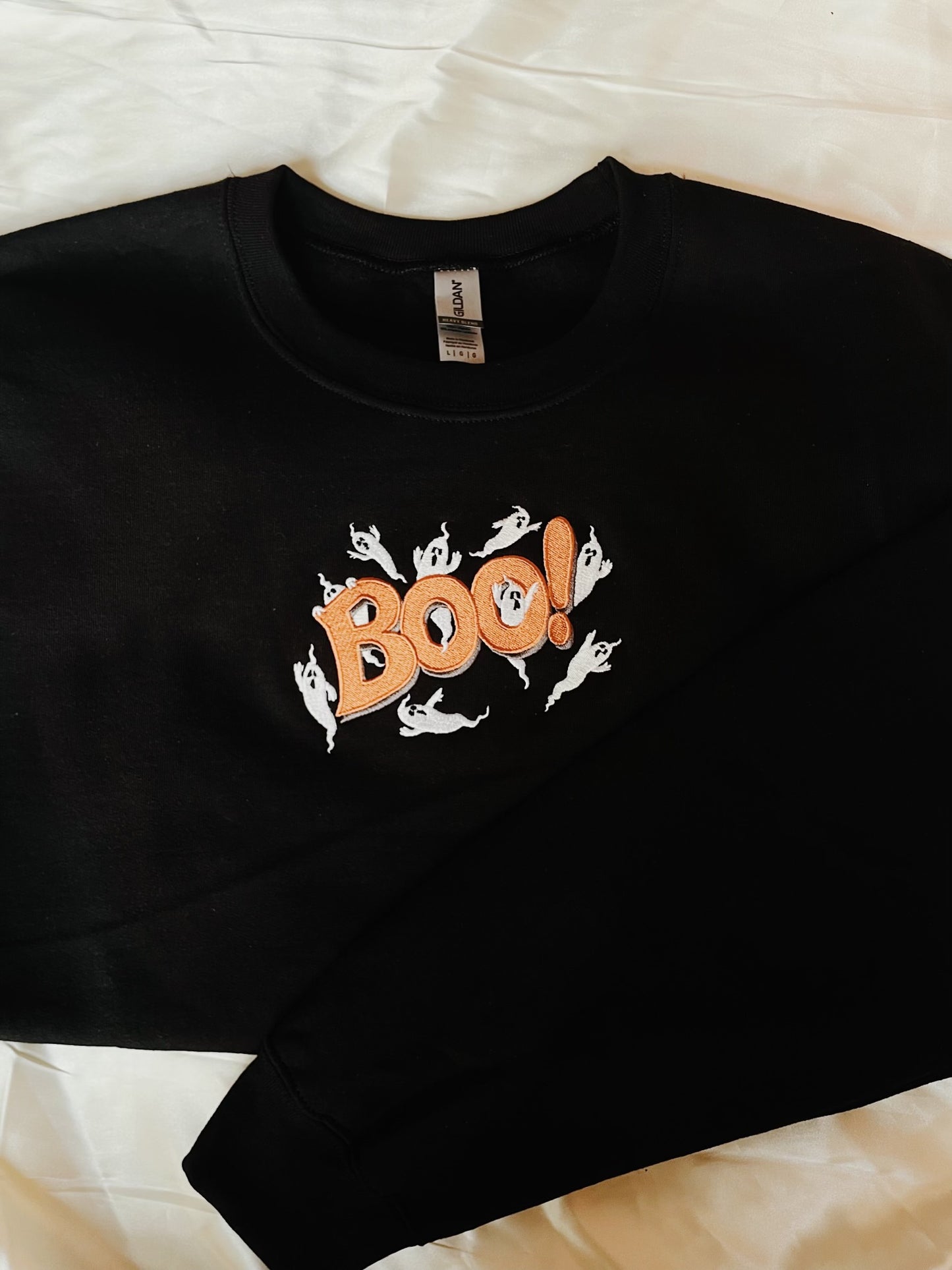 Boo Ghost Embroidered Sweatshirt