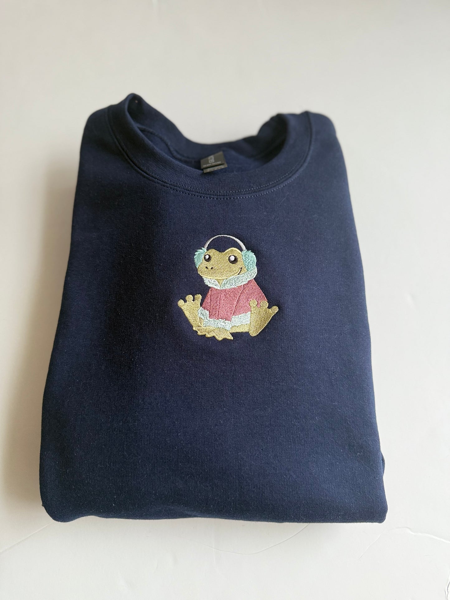 Winter Frog Embroidered Sweatshirt