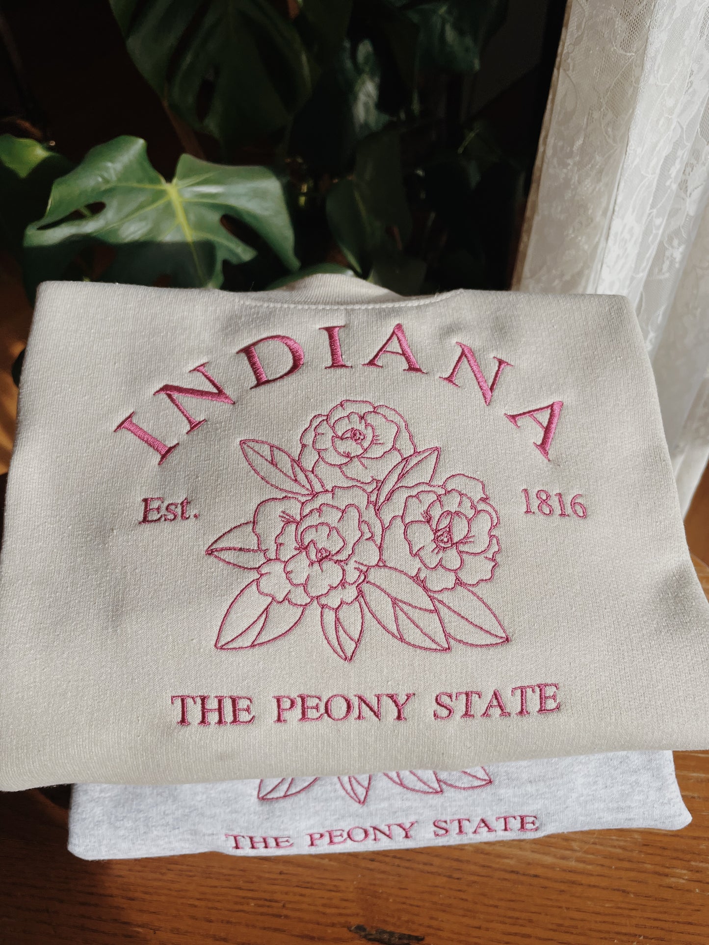 Indiana Peony State Embroidered Sweatshirt