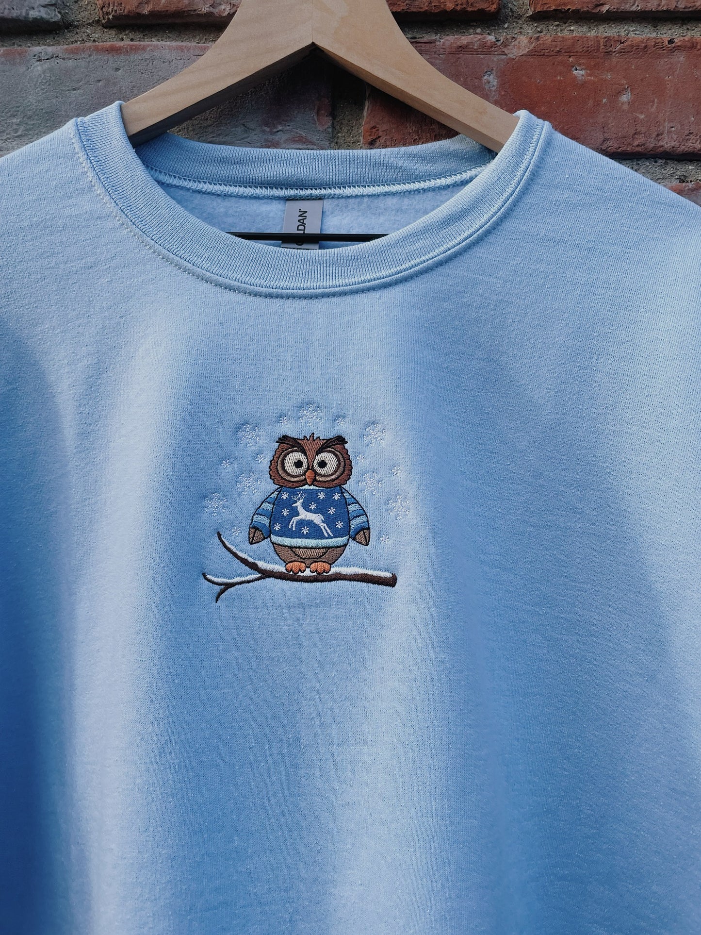 Winter Owl Embroidered Sweatshirt