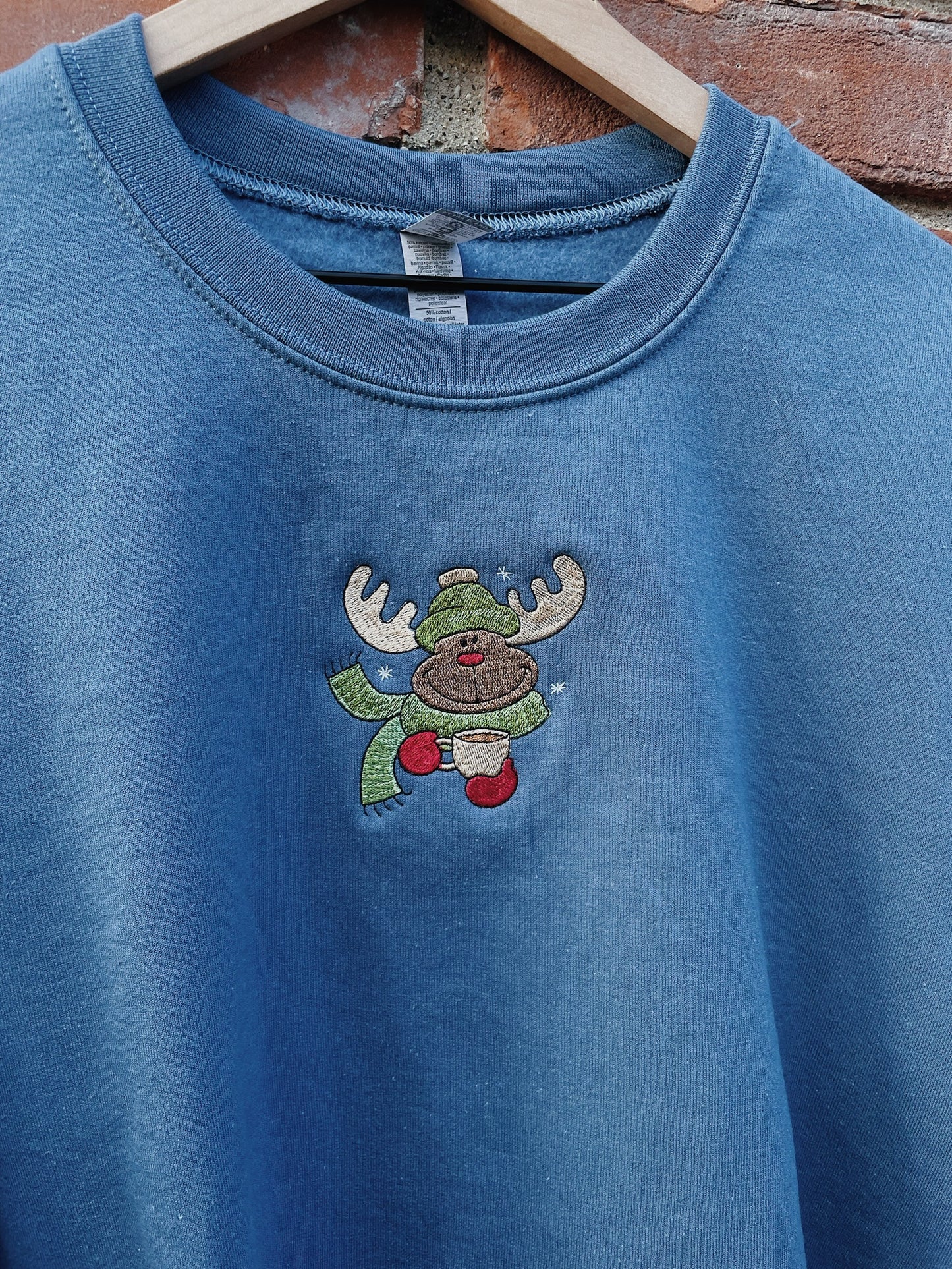 Winter Moose Embroidered Sweatshirt