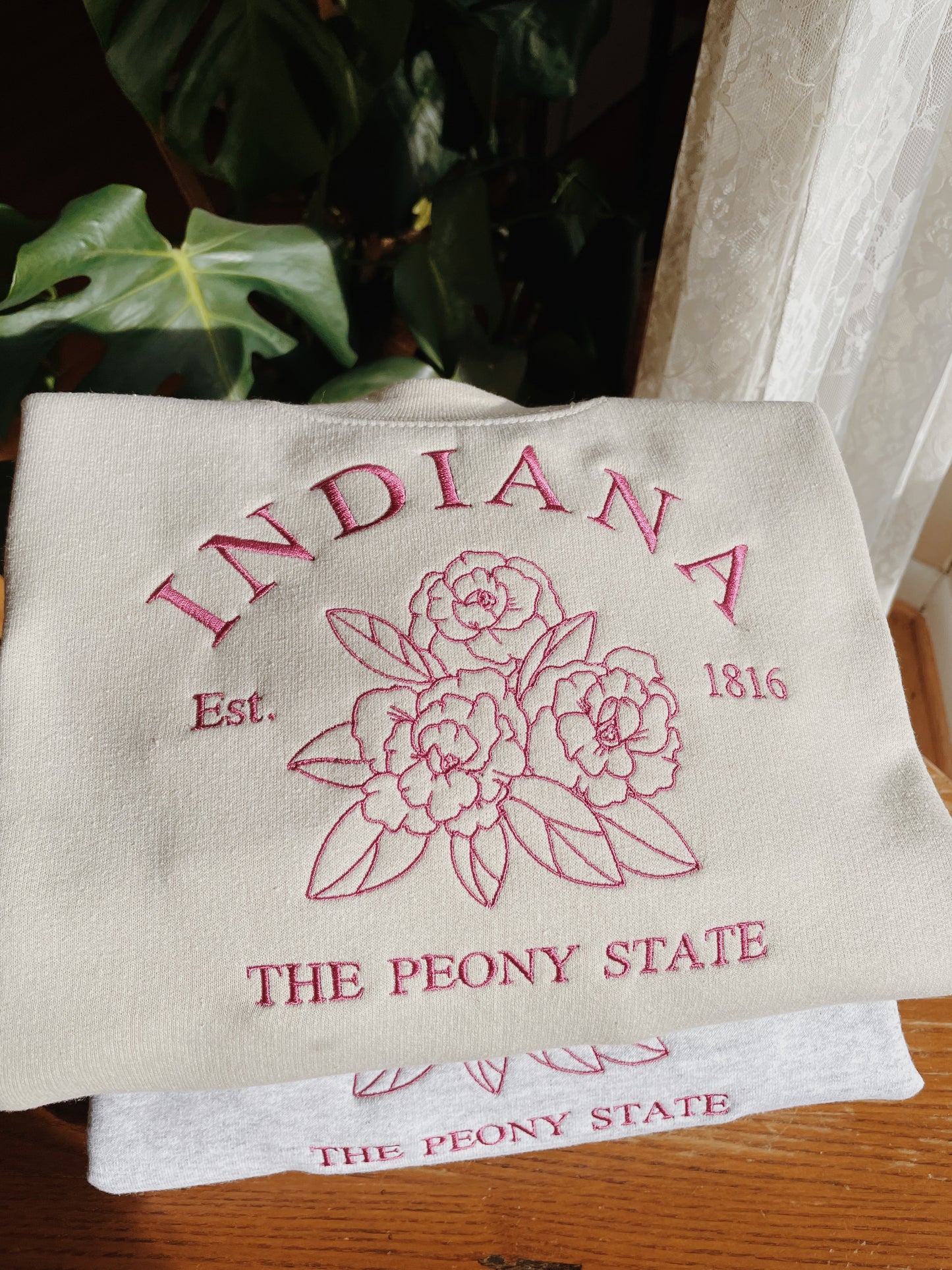 Indiana Peony State Embroidered Sweatshirt