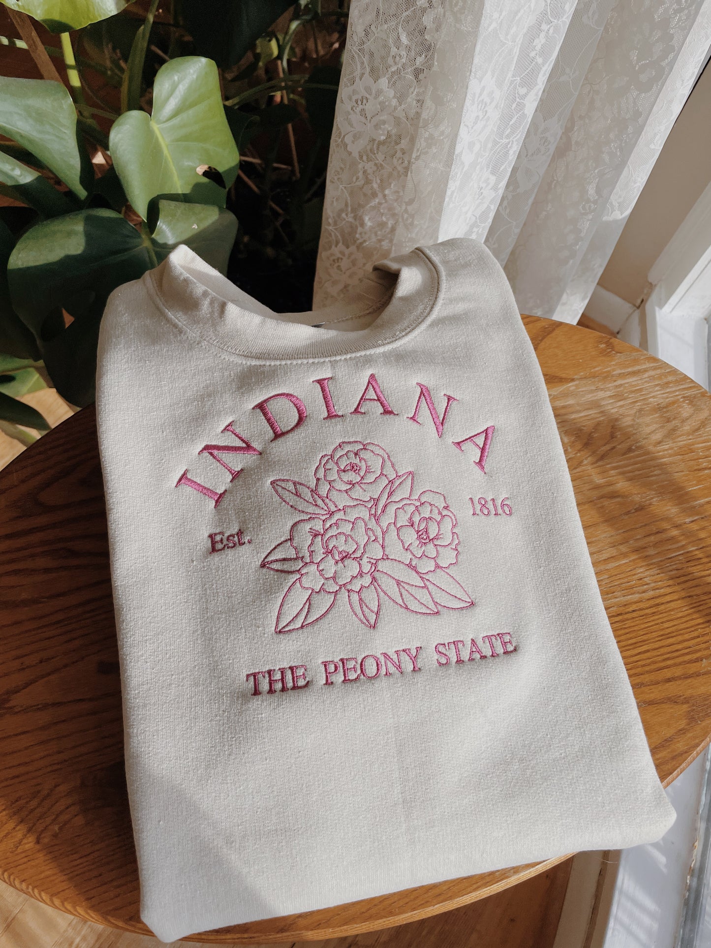 Indiana Peony State Embroidered Sweatshirt