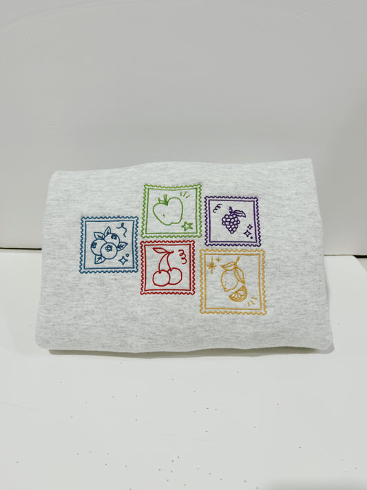 Fruit Stamps Embroidered Sweatshirt