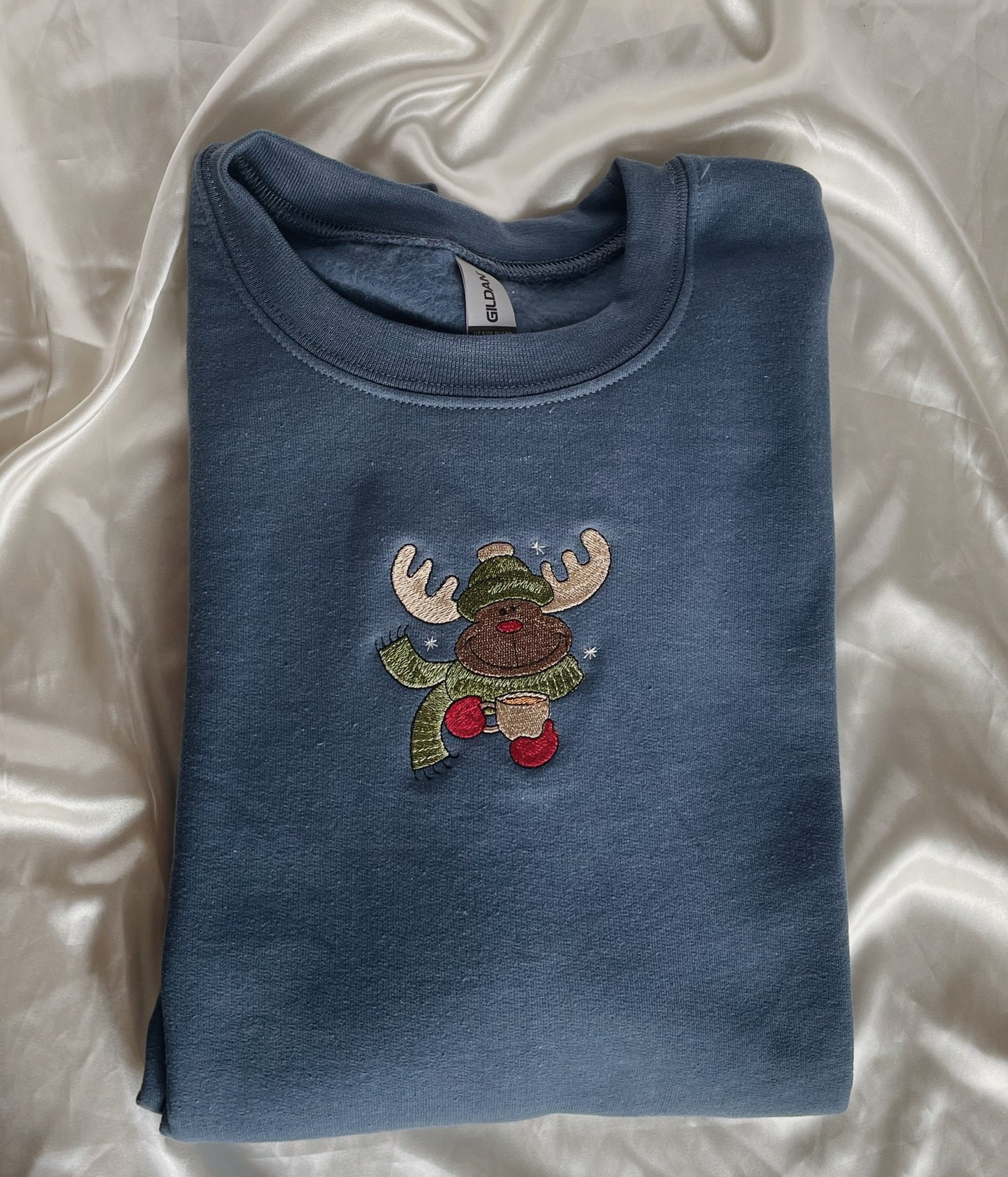 Winter Moose Embroidered Sweatshirt
