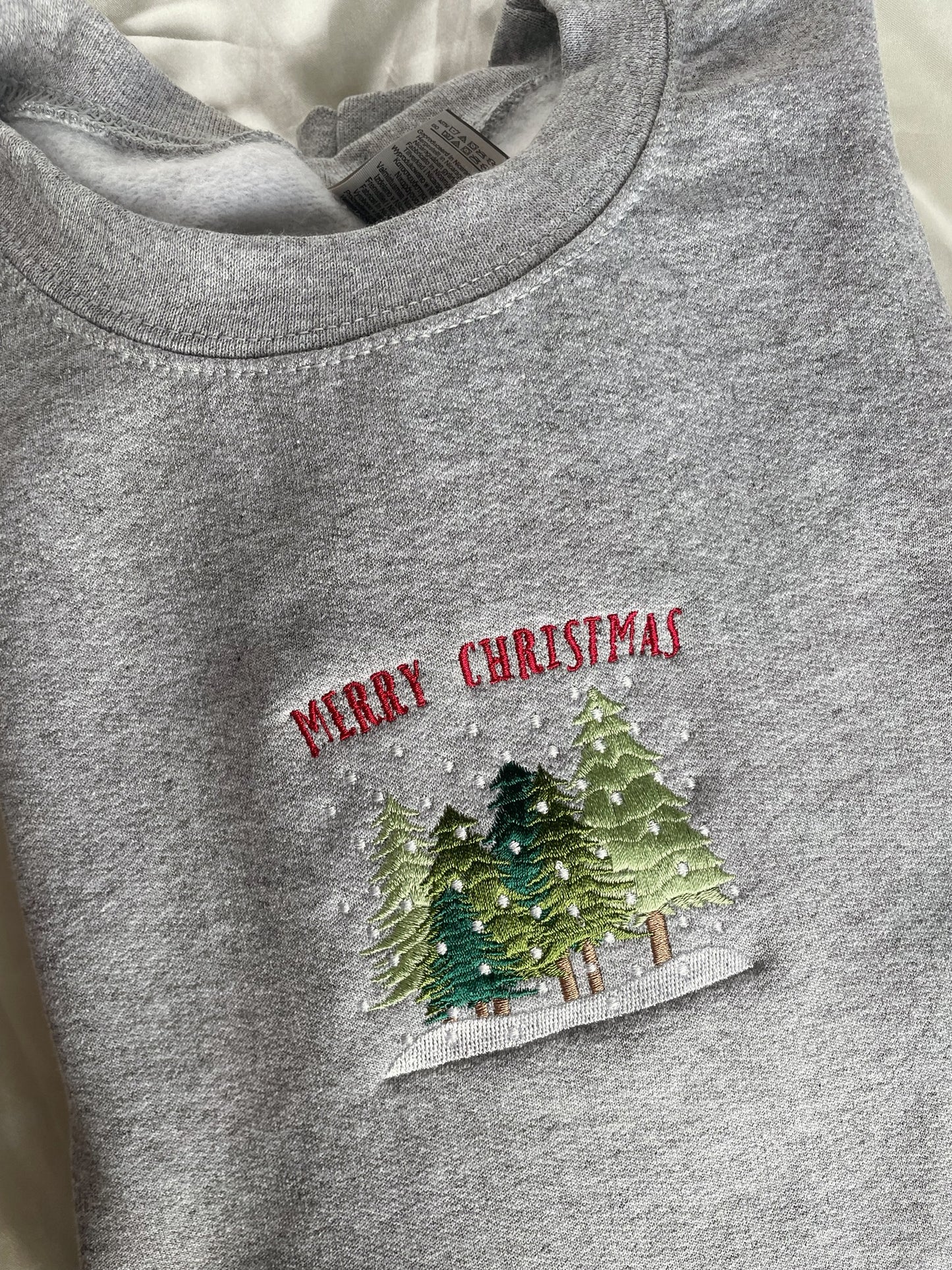 Merry Christmas Trees Embroidered Sweatshirt