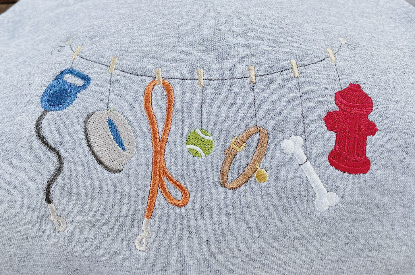 Dog Clothesline Embroidered Sweatshirt