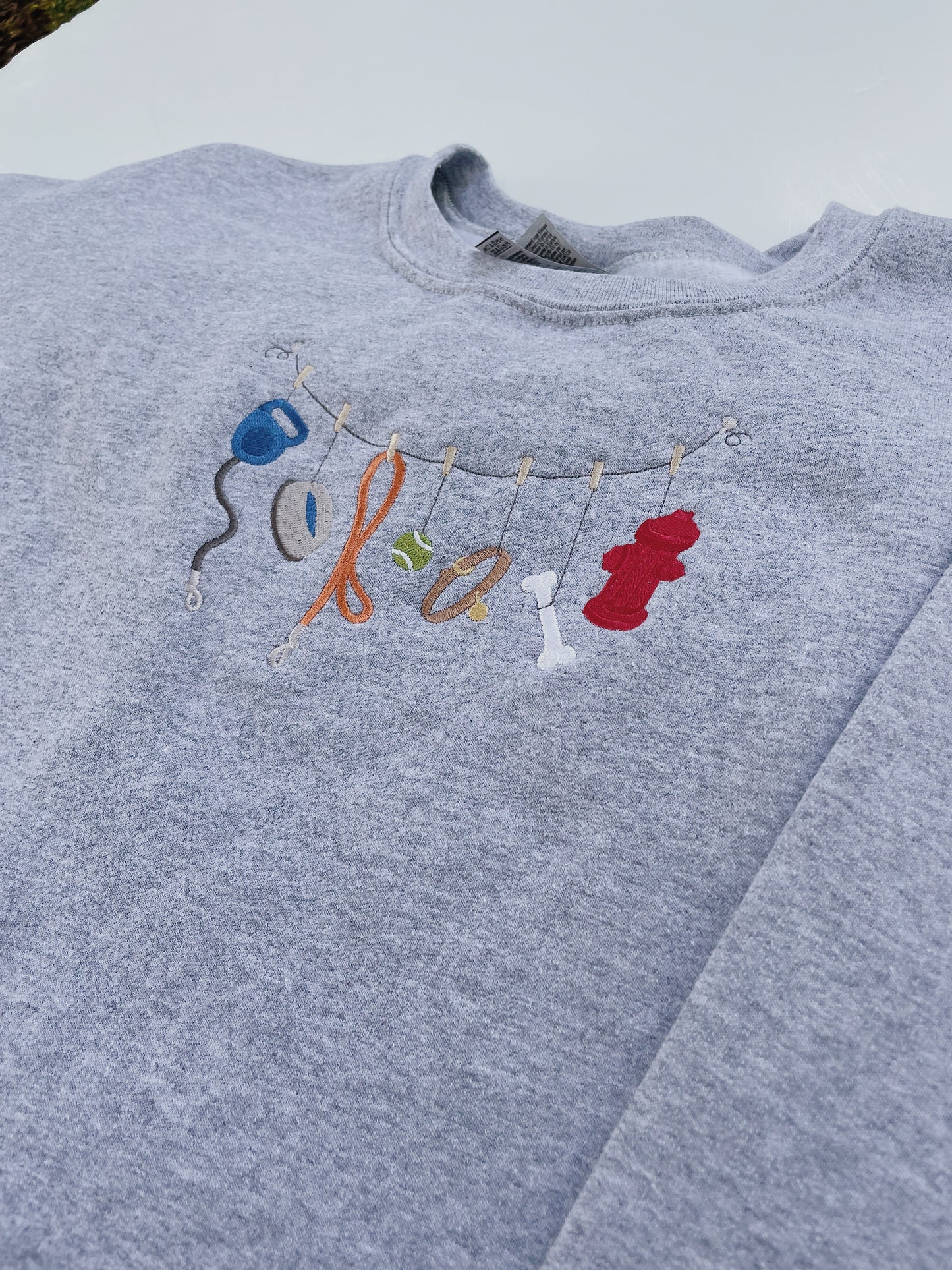 Dog Clothesline Embroidered Sweatshirt
