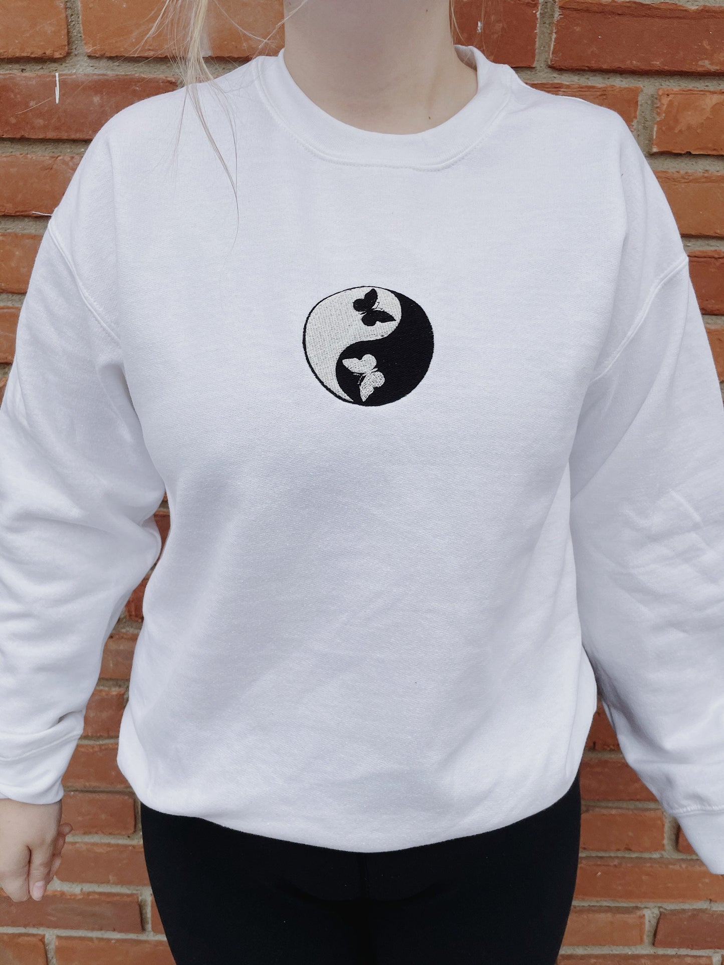 Butterfly Yin and Yang Embroidered Sweatshirt