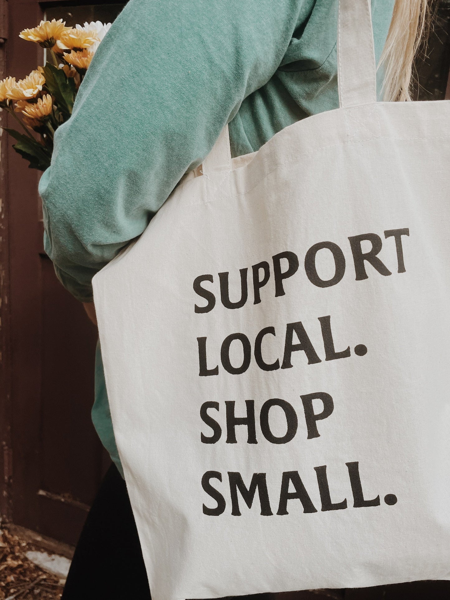 Support Local Shop Small Canvas Tote Bag l Market Tote Bag