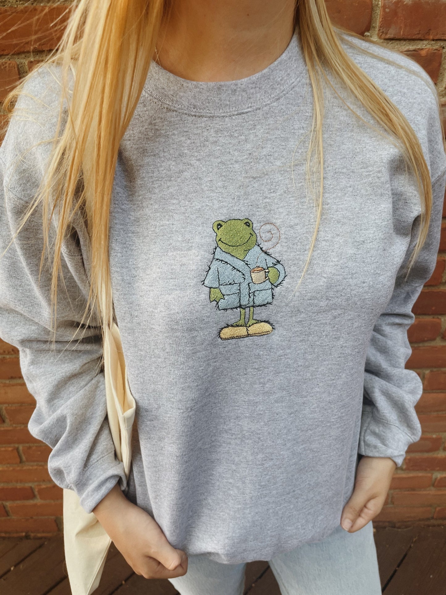 Comfy Frog Embroidered Sweatshirt