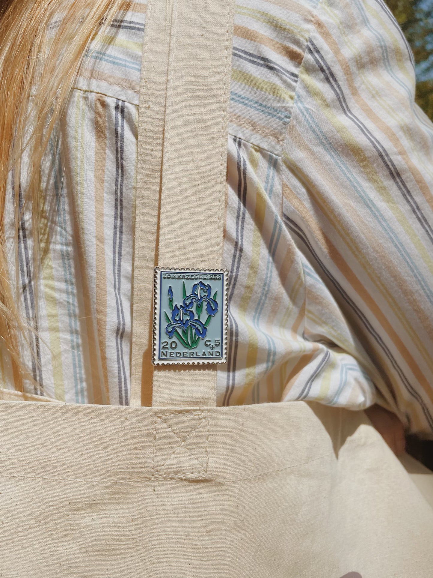 Iris Vintage Stamp Enamel Pin