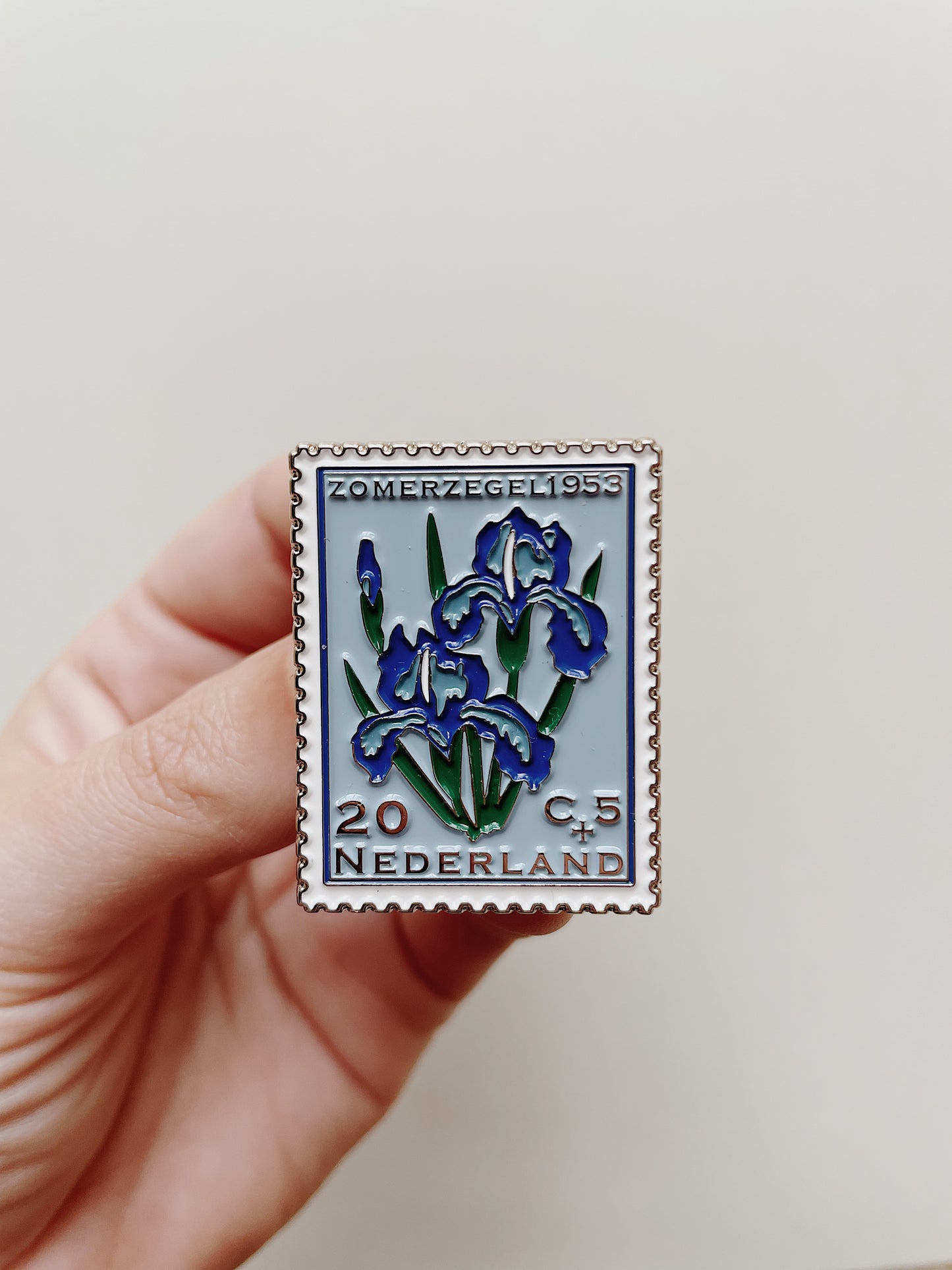 Iris Vintage Stamp Enamel Pin