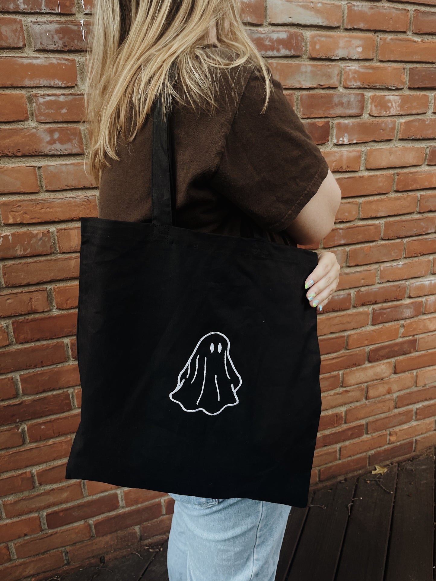 Embroidered Ghost Tote Bag