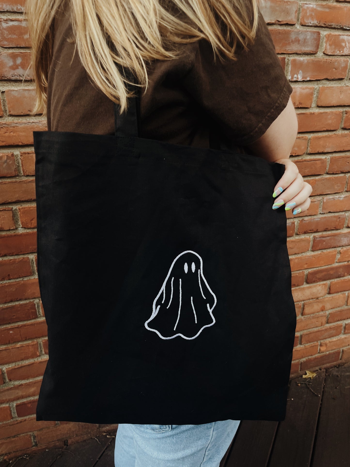 Embroidered Ghost Tote Bag