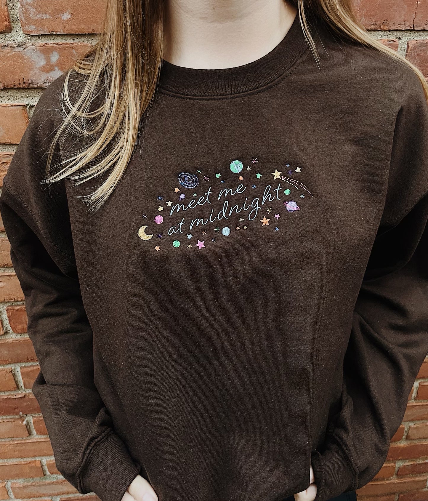 Meet Me at Midnight Embroidered Sweatshirt