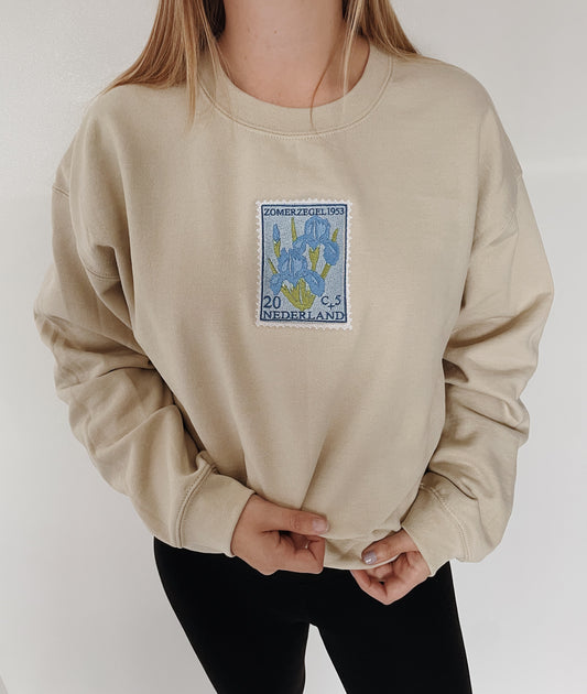 Vintage Stamp Embroidered Sweatshirt