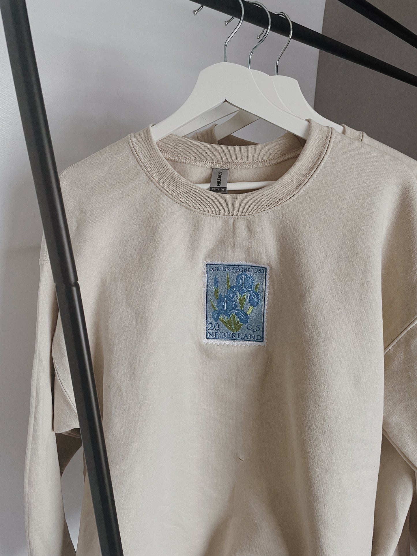 Vintage Stamp Embroidered Sweatshirt