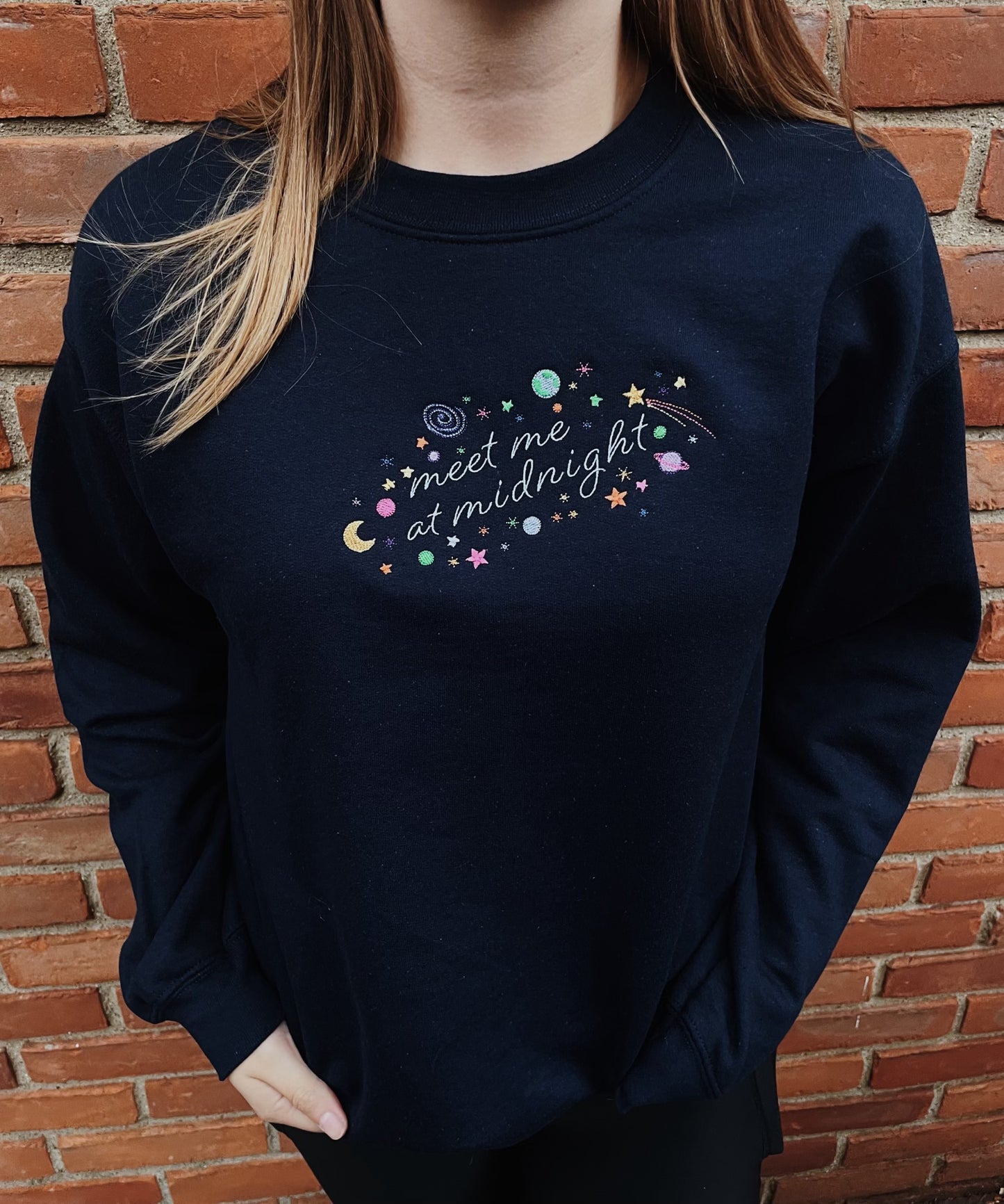 Meet Me at Midnight Embroidered Sweatshirt