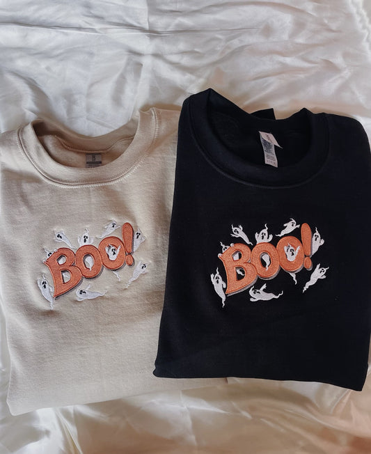 Boo Ghost Embroidered Sweatshirt