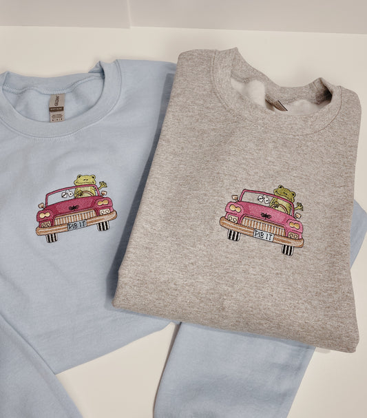 Driving Frog Embroidered Sweatshirt