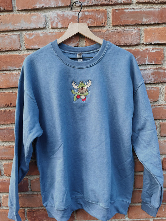 Winter Moose Embroidered Sweatshirt