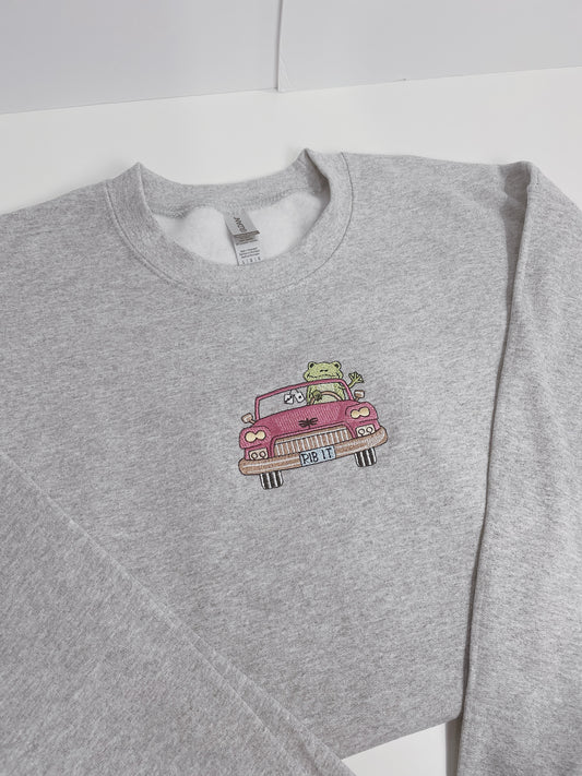 Driving Frog Embroidered Sweatshirt