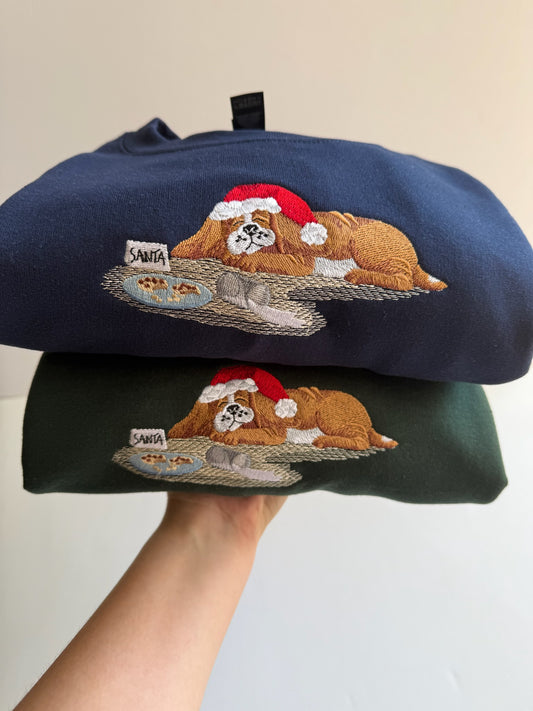 Santa Puppy Embroidered Sweatshirt