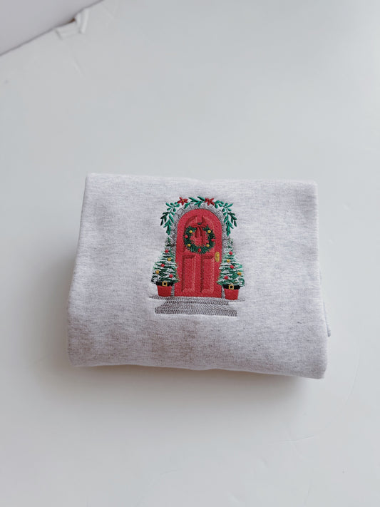 Christmas Front Door Embroidered Sweatshirt