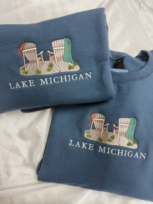 Lake Michigan Embroidered Sweatshirt