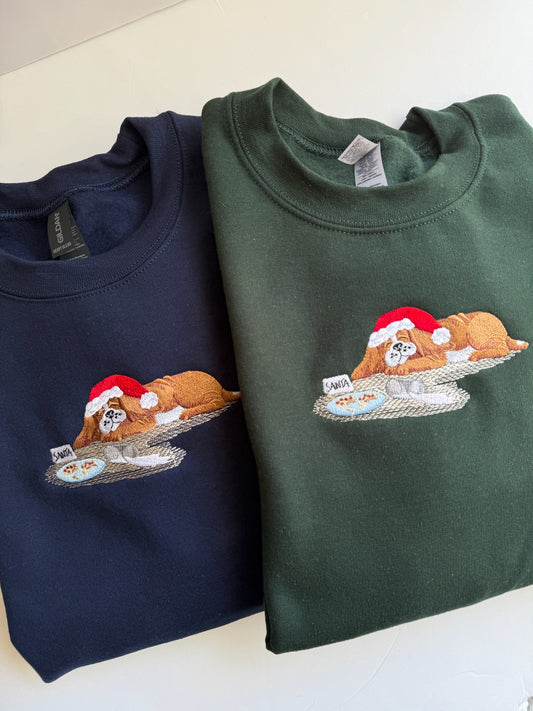 Santa Puppy Embroidered Sweatshirt
