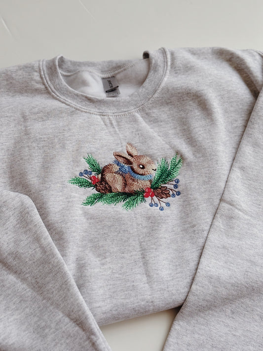 Winter Bunny Embroidered Sweatshirt