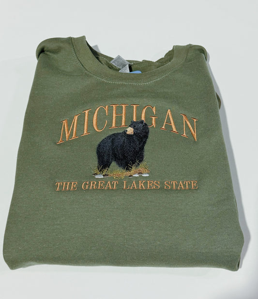 Michigan Bear Embroidered Sweatshirt