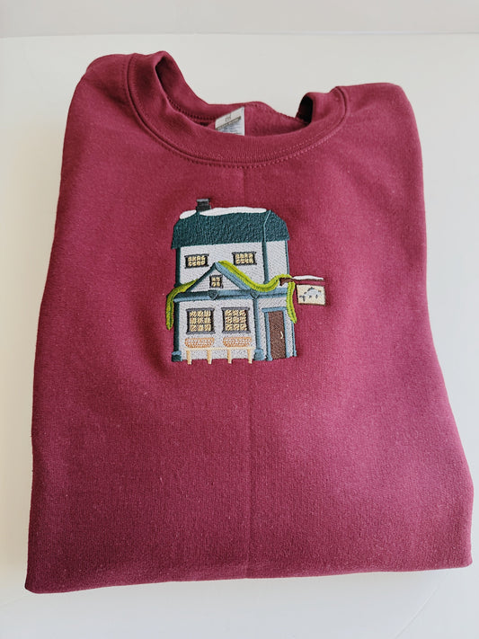 Christmas Village Shops Embroidered Sweatshirt